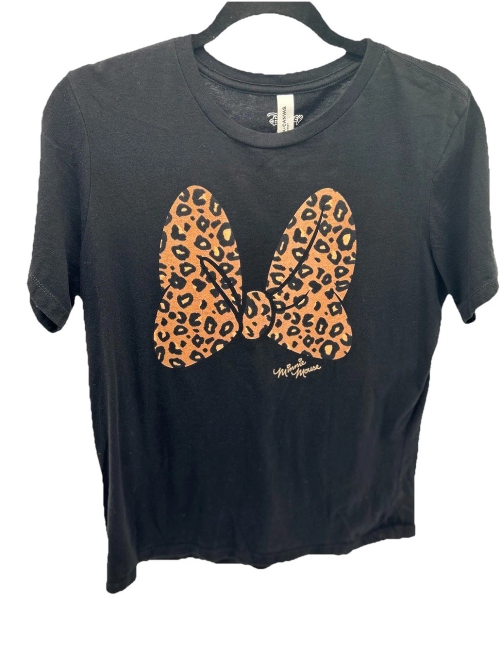 Bella Canvas Black Tee with Leopard Print Bow Graphic